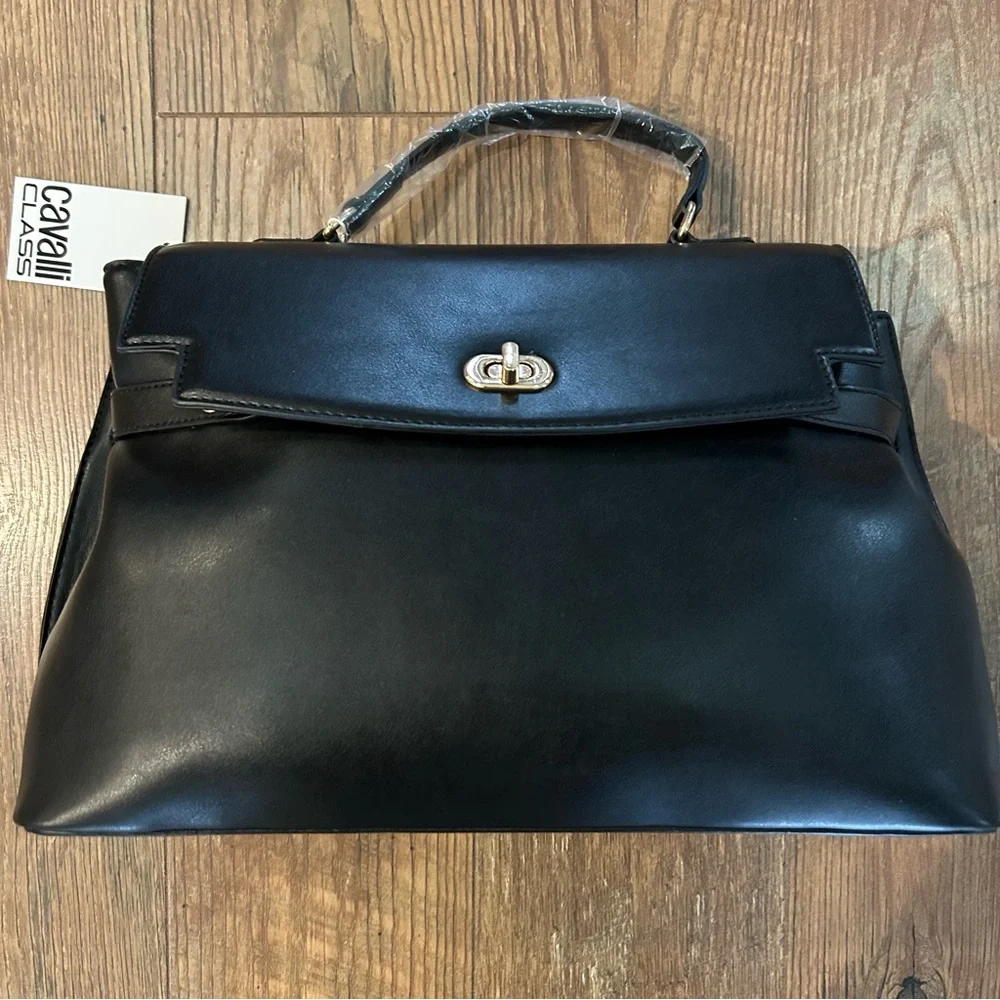 Cavalli Class Tatiana Large Top Handle Bag Purse Handbag Black - Picture 2 of 12